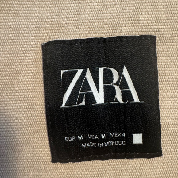 Zara Beige Utility Jacket with Dark Brown Contrast Collar - Picture 3 of 10